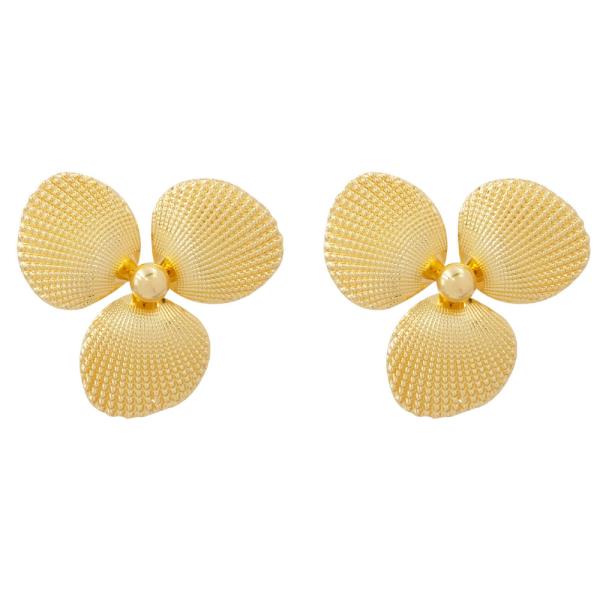 METAL CHUNKY TEXTURED FLOWER EARRING