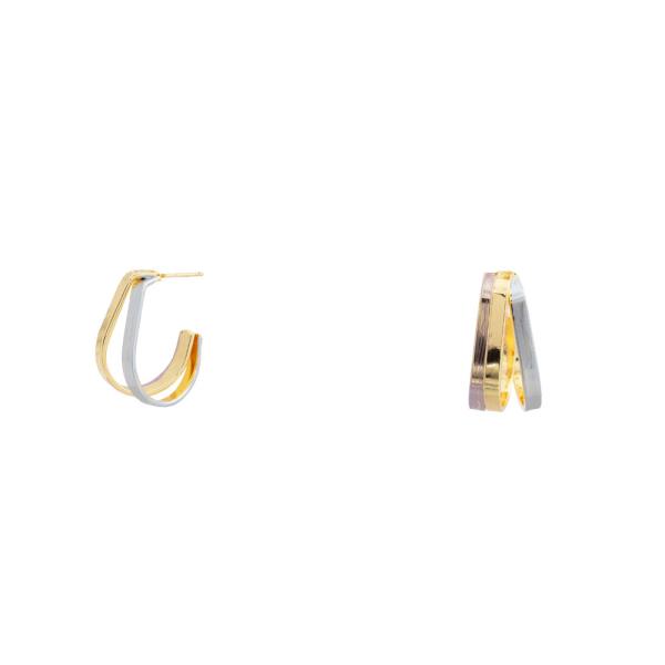 TWO TONE DOUBLE SMALL HUGGIE HOOP EARRING