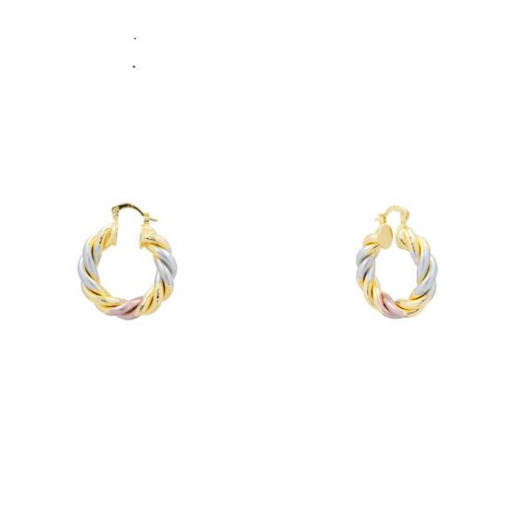 TRIPLE TONE TWIST HOOP EARRING