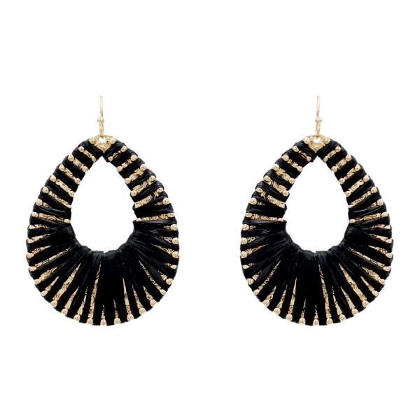 RAFFIA WRAPPED TEARDROP DROP EARRING