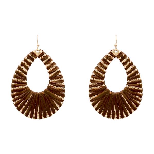 RAFFIA WRAPPED TEARDROP DROP EARRING