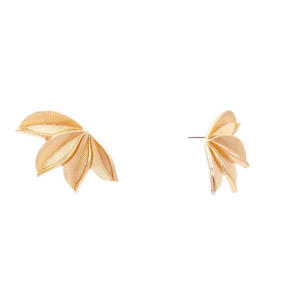 TEXTURED METAL FLOWER PETAL CLUSTER EARRING