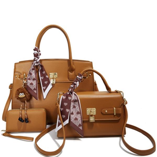 3IN1 SMOOTH FASHION SATCHEL W MINI BAG AND WALLET SET