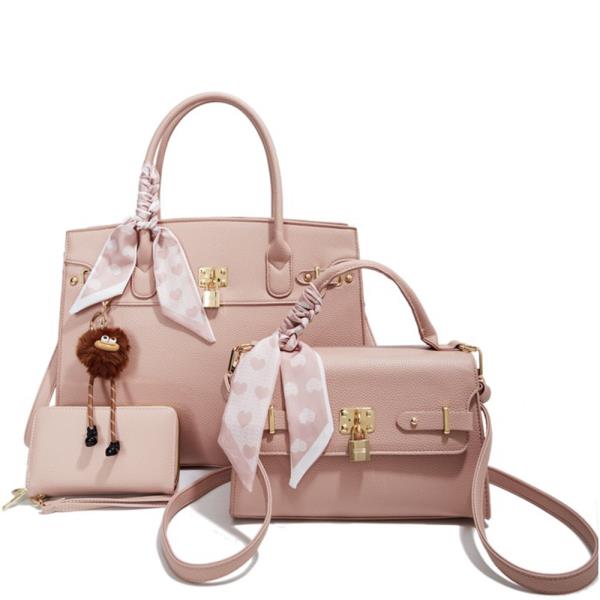 3IN1 SMOOTH FASHION SATCHEL W MINI BAG AND WALLET SET