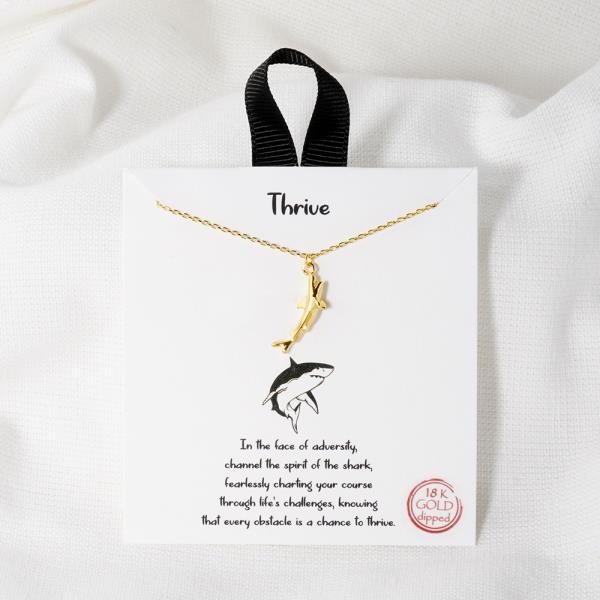 18K GOLD RHODIUM THRIVE SHARK PENDANT NECKLACE