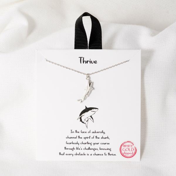 18K GOLD RHODIUM THRIVE SHARK PENDANT NECKLACE