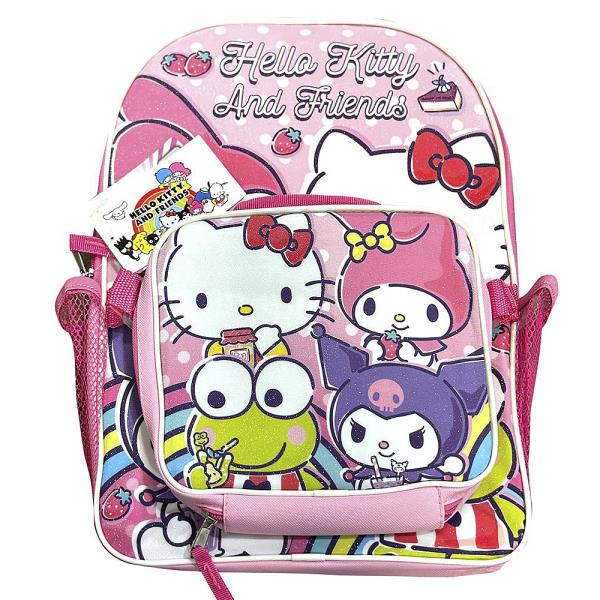HELLO KITTY AND FRIENDS BACKPACK W RECTANGLE LUNCH BAG