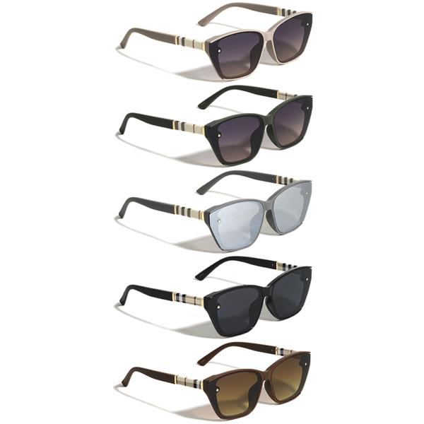 SEMI RIMLESS TEXTILE PATTERN FASHION CAT EYE SUNGLASSES 1DZ