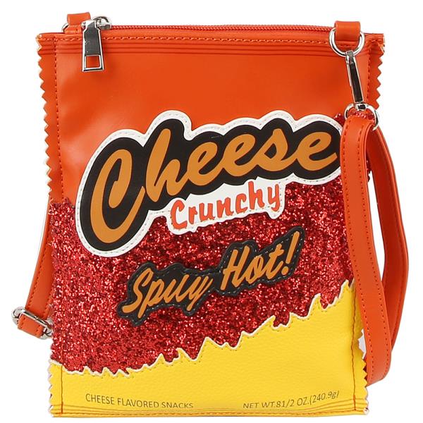 CHEESE CRUNCHY SPICY HOT PRINT DESIGN CROSSBODY BAG