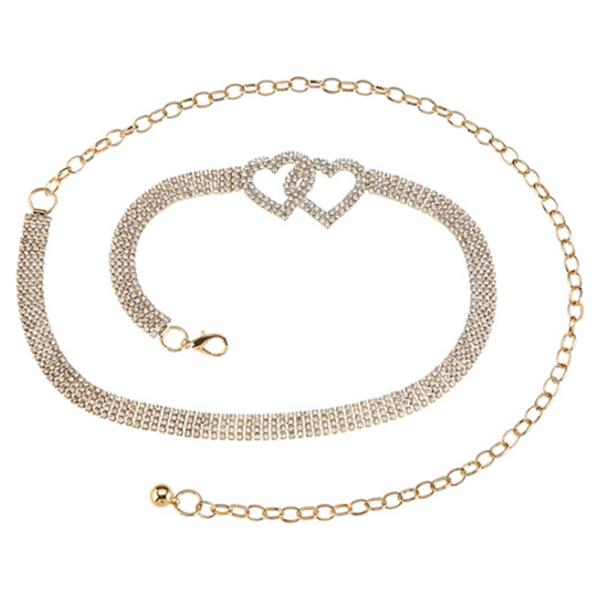 RHINESTONE HEART CHAIN BELT