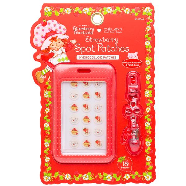 CELAVI STRAWBERRY SHORTCAKE SPOT HYDROCOLLOID PATCHES W KEYCHAIN AND PATCH CASE