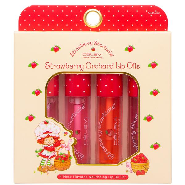 CELAVI STRAWBERRY SHORTCAKE ORCHARD NOURISHING 4PC LIP OIL SET