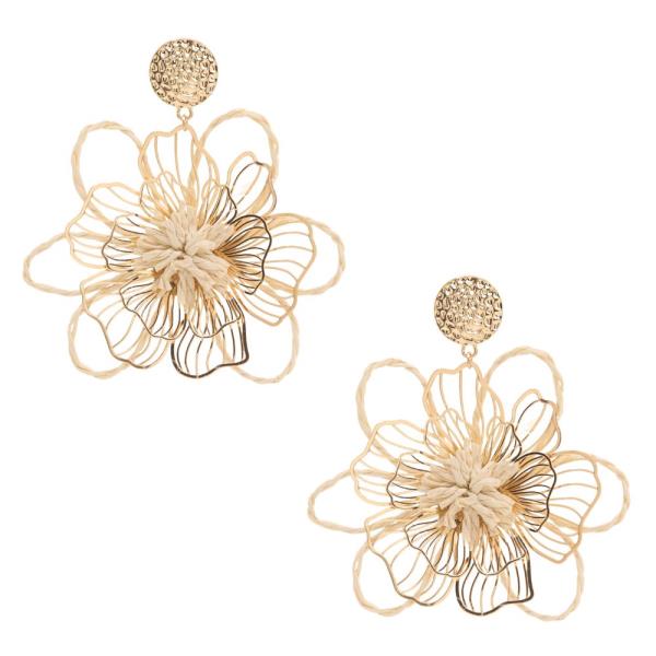 FLOWER WIRE METAL DANGLE EARRING