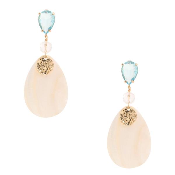 TEARDROP STONE TRANSPARENT BEAD DANGLE EARRING