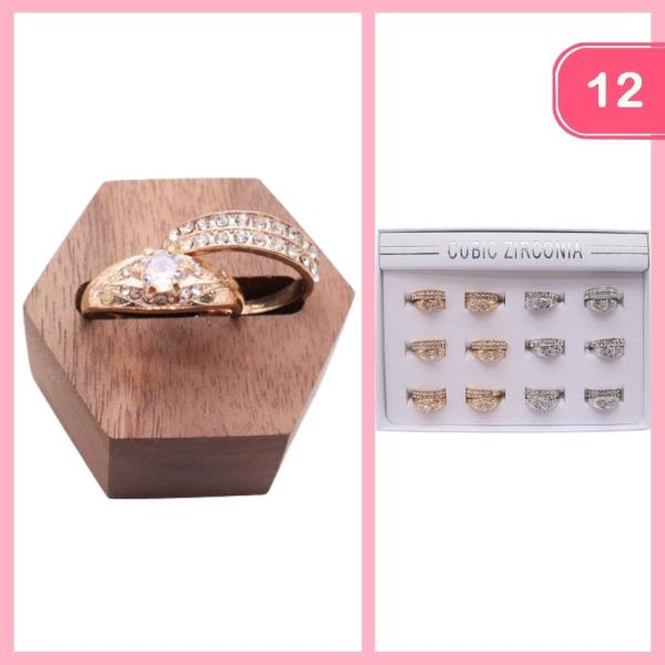 CUBIC ZIRCONIA STACKABLE RINGS (12 UNITS)