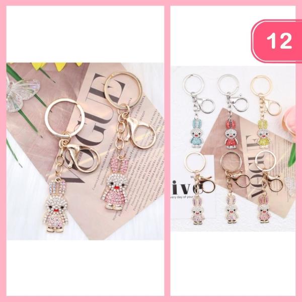 RHINESTONE BUNNY KEYCHAIN (12 UNITS)
