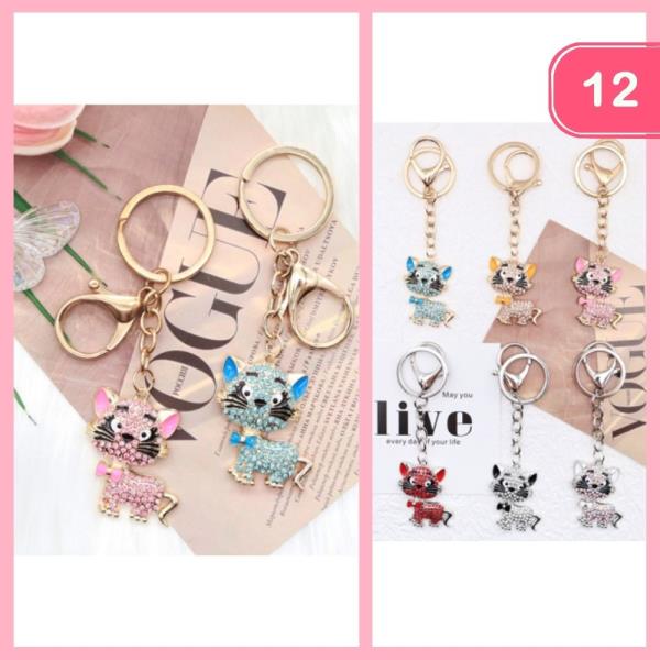 RHINESTONE CAT KEYCHAIN (12 UNITS)