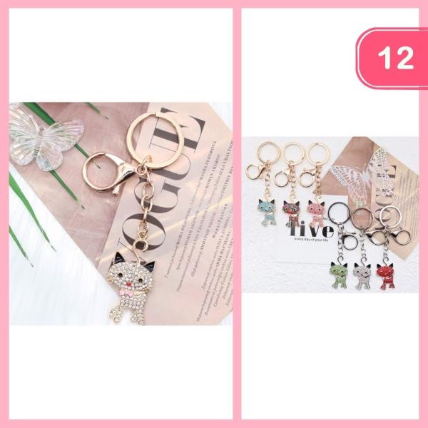 RHINESTONE CAT KEYCHAIN (12 UNITS)