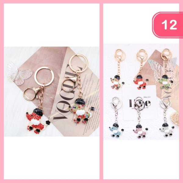 RHINESTONE DOG KEYCHAIN (12 UNITS)