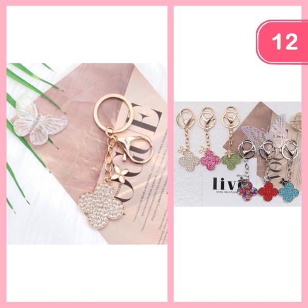 RHINESTONE CLOVER KEYCHAIN (12 UNITS)