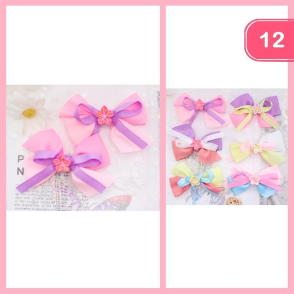 RIBBON HAIR BOW PIN (12 UNITS)