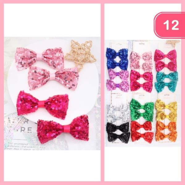 SEQUIN HAIR BOW PIN (12 UNITS)