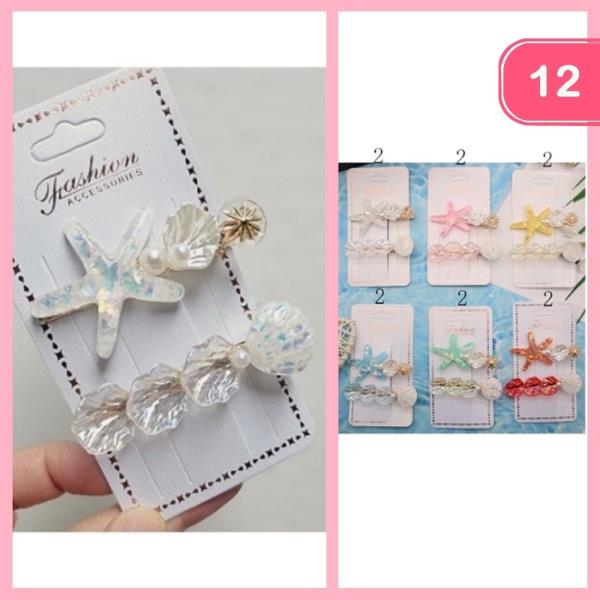 STARFISH SEASHELLS HAIR PINS (12 UNITS)
