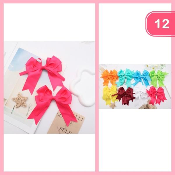 RIBBON HAIR BOW PIN (12 UNITS)
