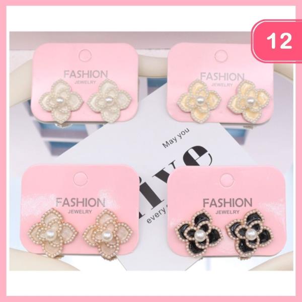 PEARL FLOWER POST EARRING (12 UNITS)