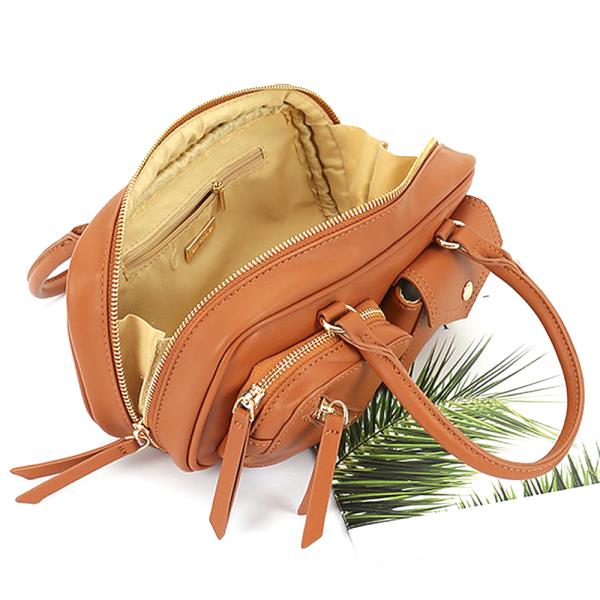 TWO POCKETS FRONT ZIPPER SATCHEL BAG