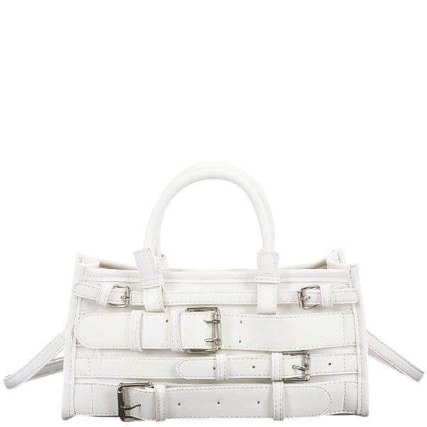 MULTI BUCKLE BELT TOP HANDLE SATCHEL BAG