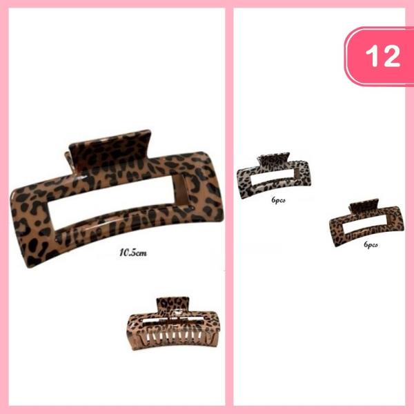 LEOPARD HAIR CLAW CLIP (12 UNITS)