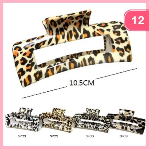 LEOPARD PRINT HAIR CLAW CLIP (12 UNITS)