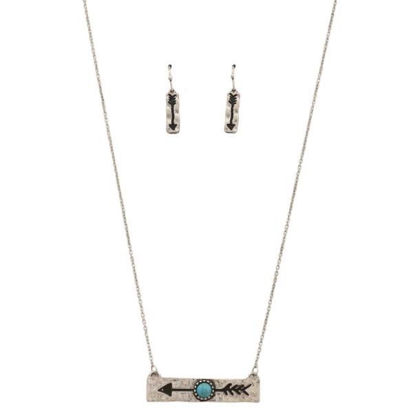 WESTERN STYLE ARROW RECTANGLE PENDANT NECKLACE