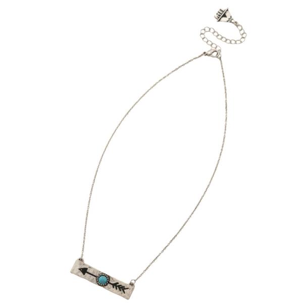 WESTERN STYLE ARROW RECTANGLE PENDANT NECKLACE