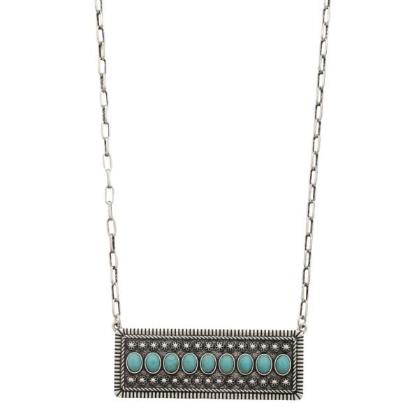 WESTERN OVAL TURQUOISE BEAD RECTANGLE PENDANT