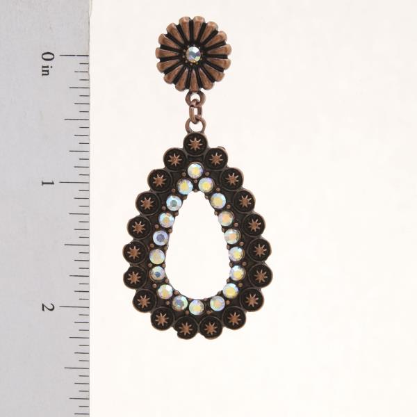 TEARDROP RHINESTONE WESTERN STYLE DANGLE EARRING