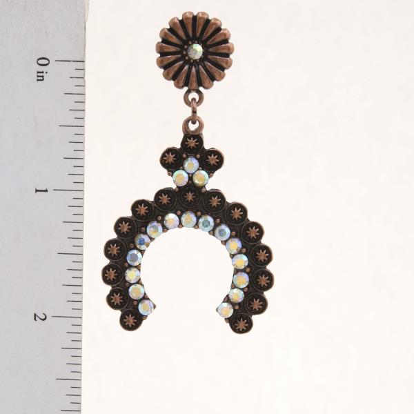 HORSE SHOE RHINESTONE WESTERN STYLE DANGLE EARRING