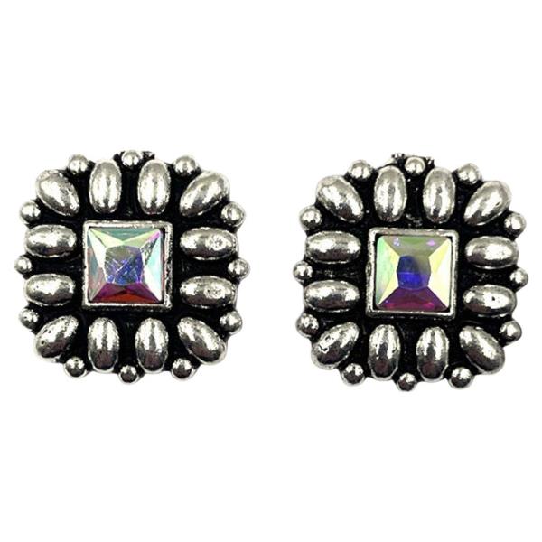 TURQUOISE STONE SQUARE WESTERN STYLE EARRING