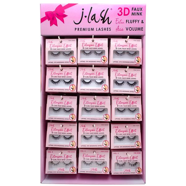 J LASH PREMIUM 3D FAUX MINK LASHES SET W DISPLAY