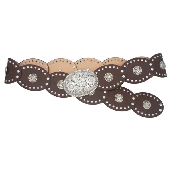 OVAL FLOWER BUCKLE FLORAL CONCHO ACCENT OVAL DISC HIP BELT