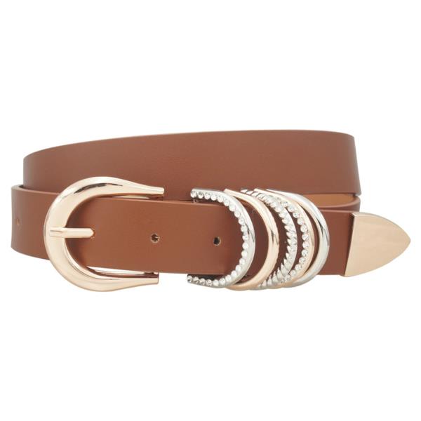 PLUS STACKED MIXED D RING U BUCKLE BELT