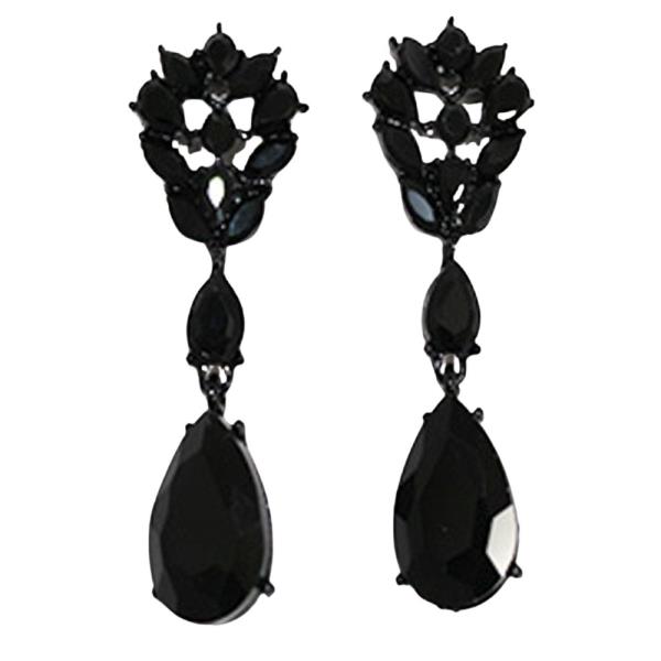 CRYSTAL RHINESTONE ART DECO TIERED DANGLE EARRING