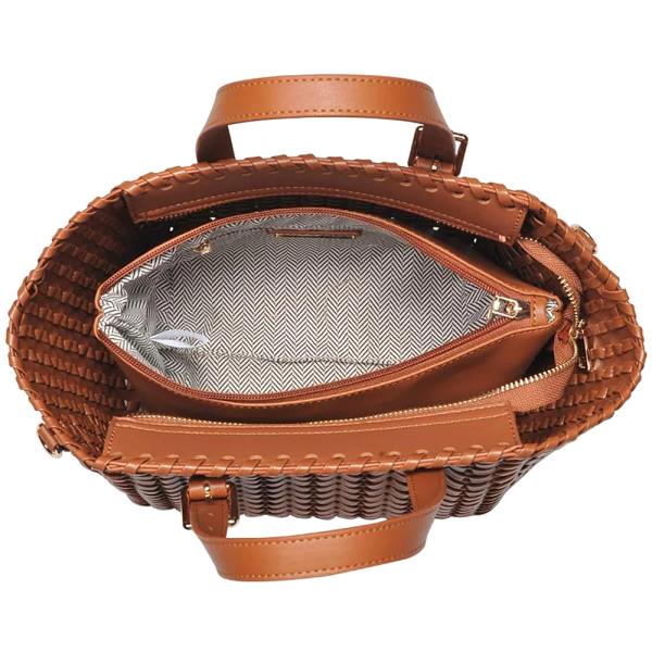2IN1 WOVEN BASKET DESIGN ESTELLE TOTE W POUCH SET