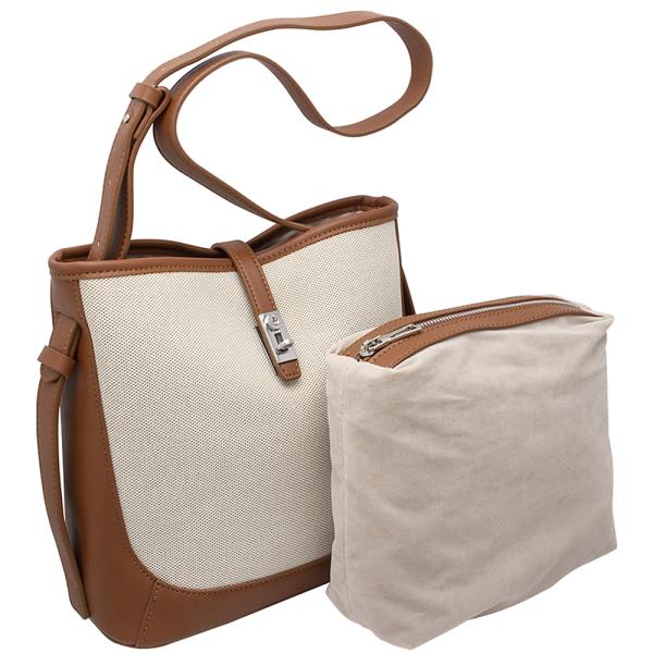 2IN1 SMOOTH AND TEXTURED SHOULDER HOBO BAG W ZIPPER BAG SET