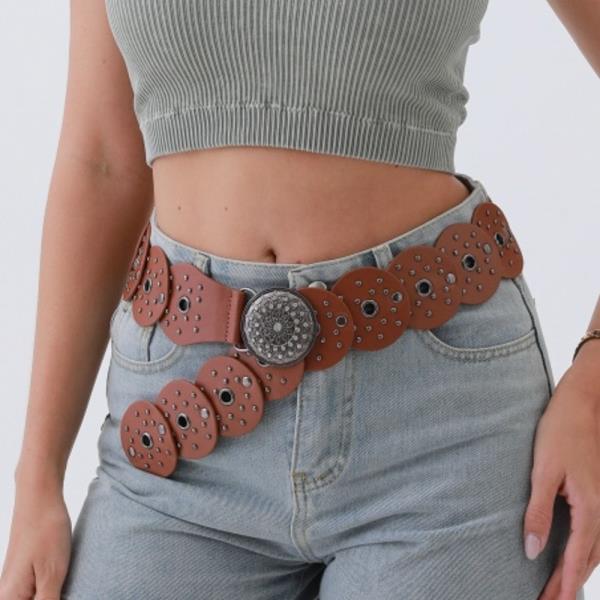 PUNK PATCH BELT VINTAGE HOLLOW OUT DESIGN