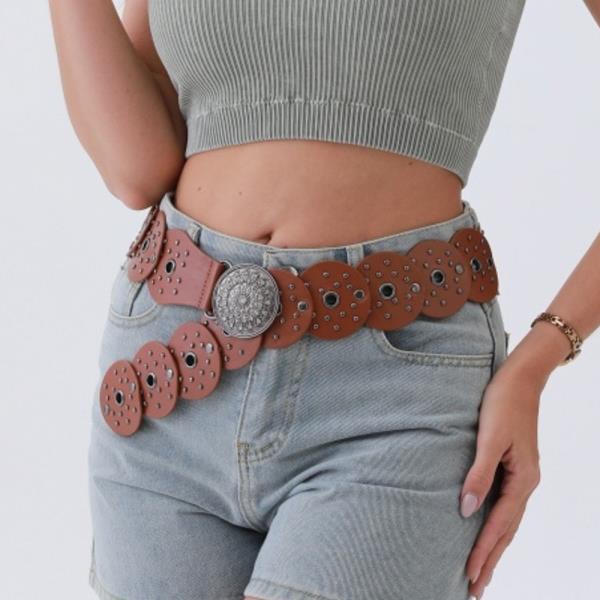 PUNK PATCH BELT VINTAGE HOLLOW OUT DESIGN