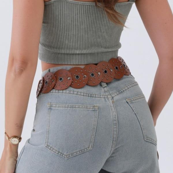 PUNK PATCH BELT VINTAGE HOLLOW OUT DESIGN