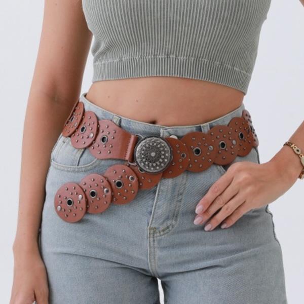 PUNK PATCH BELT VINTAGE HOLLOW OUT DESIGN