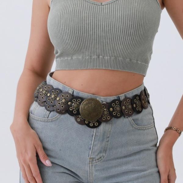 COWBOY DISC BELT DUAL TONE RUSTIC